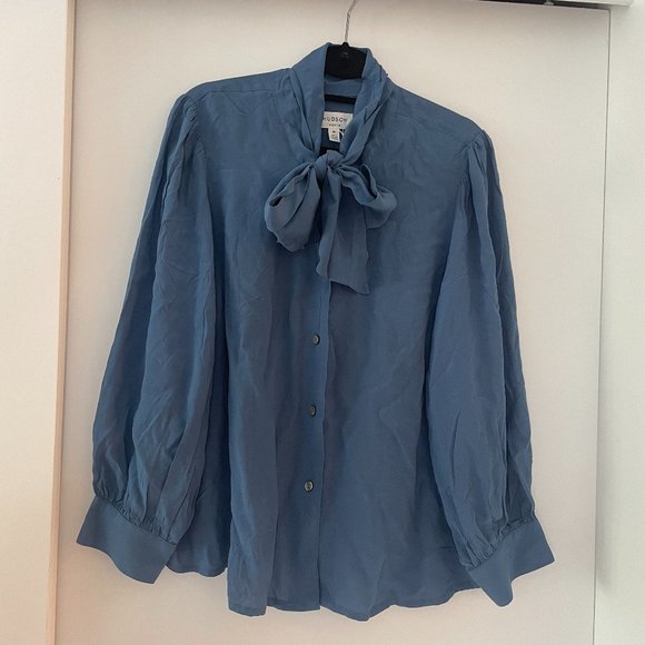 Plus Tie Neck Blouse - Picture 1 of 3